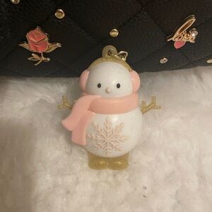 Gold and Pink Snowman B&BW hand sanitizer holder keychain